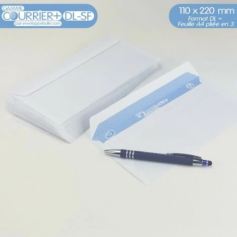 Lot De 100 Enveloppes Blanches DL - Gamme Courrier+ (sans Fenêtre) 5 Lot De 100 Enveloppes Blanches DL - Gamme Courrier+ (sans Fenêtre) – Image 5