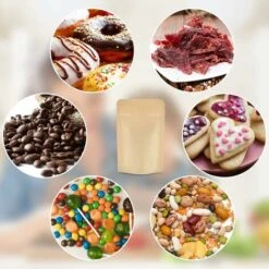 SumDirect Lot De 100 Pochettes Refermables En Kraft Avec Fermeture ��clair Et Doublure En Feuille D��aluminium Robuste Pour Aliments 9cm 13cm Jaune -Mottetch Boutique 90842459 4