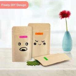 SumDirect Lot De 100 Pochettes Refermables En Kraft Avec Fermeture ��clair Et Doublure En Feuille D��aluminium Robuste Pour Aliments 9cm 13cm Jaune -Mottetch Boutique 90842459 5