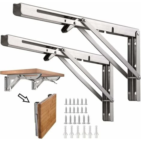 Support D' Étagères Pliable,12 / 300mm Acier Inoxydable Equerre Rabattable Murale, Lot De 2 Lourds Support Console Pliable Rétractable Pour Garage établi, Charge Maximale: 60 Kg/132lb 1 Support D' Étagères Pliable,12 / 300mm Acier Inoxydable Equerre Rabattable Murale, Lot De 2 Lourds Support Console Pliable Rétractable Pour Garage établi, Charge Maximale: 60 Kg/132lb