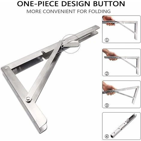 Support D' Étagères Pliable,12 / 300mm Acier Inoxydable Equerre Rabattable Murale, Lot De 2 Lourds Support Console Pliable Rétractable Pour Garage établi, Charge Maximale: 60 Kg/132lb 3 Support D' Étagères Pliable,12 / 300mm Acier Inoxydable Equerre Rabattable Murale, Lot De 2 Lourds Support Console Pliable Rétractable Pour Garage établi, Charge Maximale: 60 Kg/132lb – Image 3