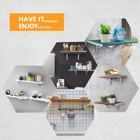 Support D' Étagères Pliable,12 / 300mm Acier Inoxydable Equerre Rabattable Murale, Lot De 2 Lourds Support Console Pliable Rétractable Pour Garage établi, Charge Maximale: 60 Kg/132lb 4 Support D' Étagères Pliable,12 / 300mm Acier Inoxydable Equerre Rabattable Murale, Lot De 2 Lourds Support Console Pliable Rétractable Pour Garage établi, Charge Maximale: 60 Kg/132lb – Image 4