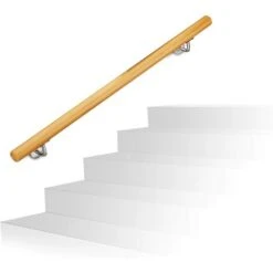 Main Courante En Bois De Hêtre 1000 Mm / 100 Cm / 1 M Fixation Murale Avec Chevilles, Ø 42 Mm