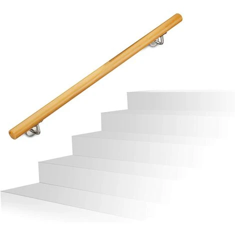 Main Courante En Bois De Hêtre 1000 Mm / 100 Cm / 1 M Fixation Murale Avec Chevilles, Ø 42 Mm 1 Main Courante En Bois De Hêtre 1000 Mm / 100 Cm / 1 M Fixation Murale Avec Chevilles, Ø 42 Mm