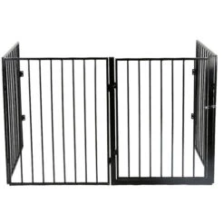 Barrière De Sécurité Enfant Et Animaux Multi-fonction, 240 Cm Grille De Protection Métal, Grille De Protection Pliante à 4 Panneaux Avec Porte, Noir 7 Barrière De Sécurité Enfant Et Animaux Multi-fonction, 240 Cm Grille De Protection Métal, Grille De Protection Pliante à 4 Panneaux Avec Porte, Noir -Mottetch Boutique 93886318 3