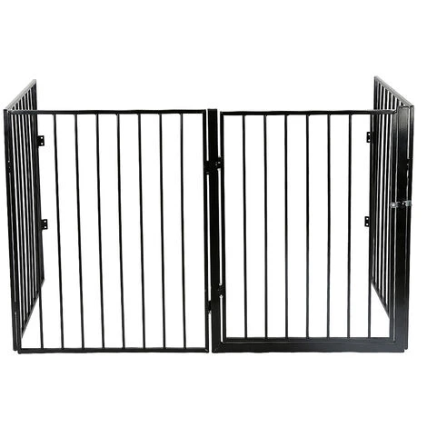Barrière De Sécurité Enfant Et Animaux Multi-fonction, 240 Cm Grille De Protection Métal, Grille De Protection Pliante à 4 Panneaux Avec Porte, Noir 3 Barrière De Sécurité Enfant Et Animaux Multi-fonction, 240 Cm Grille De Protection Métal, Grille De Protection Pliante à 4 Panneaux Avec Porte, Noir – Image 3