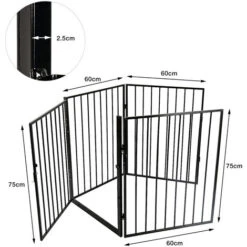 Barrière De Sécurité Enfant Et Animaux Multi-fonction, 240 Cm Grille De Protection Métal, Grille De Protection Pliante à 4 Panneaux Avec Porte, Noir 8 Barrière De Sécurité Enfant Et Animaux Multi-fonction, 240 Cm Grille De Protection Métal, Grille De Protection Pliante à 4 Panneaux Avec Porte, Noir -Mottetch Boutique 93886318 4