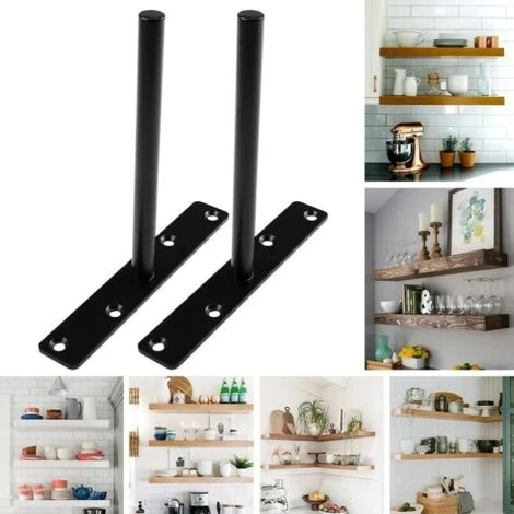 ELLE équerre étagère Invisible, Support Etagere En Fer, Fixation Etagere Murale Equerre Charge Lourde - 2Pièces 1 ELLE équerre étagère Invisible, Support Etagere En Fer, Fixation Etagere Murale Equerre Charge Lourde - 2Pièces