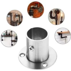 2 Pièces Support De Tube Rond En Acier Inoxydable, Ensemble De Bride De Tige, Support De Tige De Garde-robe, Support De Tige De Tringle à Vêtements, Support D'extrémité De Tige De Direction Avec Vis，1 -Mottetch Boutique 95536268 4