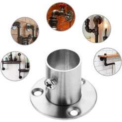 2 Pièces Support De Tube Rond En Acier Inoxydable, Ensemble De Bride De Tige, Support De Tige De Garde-robe, Support De Tige De Tringle à Vêtements, Support D'extrémité De Tige De Direction Avec Vis -Mottetch Boutique 95859530 4