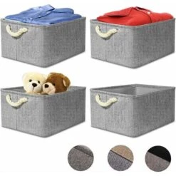Cubes De Rangement En Tissu, 4 Pcs Boîtes De Rangement, Boîte De Rangement En Tissu, Boîte De Rangement Pliable Avec Cordon De Serrage, Panier De Rangement En Tissu Toile Panier De Rangement 40x30x20