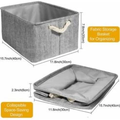 Cubes De Rangement En Tissu, 4 Pcs Boîtes De Rangement, Boîte De Rangement En Tissu, Boîte De Rangement Pliable Avec Cordon De Serrage, Panier De Rangement En Tissu Toile Panier De Rangement 40x30x20 -Mottetch Boutique 96453703 3