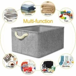 Cubes De Rangement En Tissu, 4 Pcs Boîtes De Rangement, Boîte De Rangement En Tissu, Boîte De Rangement Pliable Avec Cordon De Serrage, Panier De Rangement En Tissu Toile Panier De Rangement 40x30x20 -Mottetch Boutique 96453703 4
