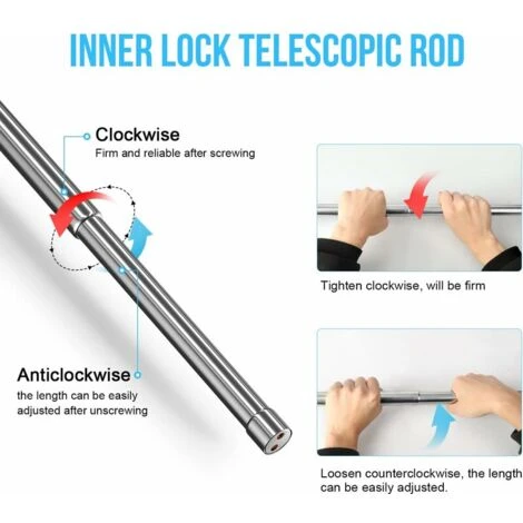 Rail De Penderie Extensible En Acier Inoxydable De 31 à 51 Cm, Tringle à Vêtements Réglable Avec Douilles Argent 2 Rail De Penderie Extensible En Acier Inoxydable De 31 à 51 Cm, Tringle à Vêtements Réglable Avec Douilles Argent – Image 2