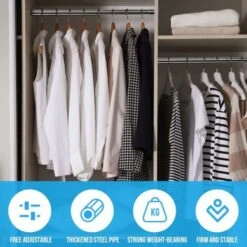 Rail De Penderie Extensible En Acier Inoxydable De 31 à 51 Cm, Tringle à Vêtements Réglable Avec Douilles Argent 8 Rail De Penderie Extensible En Acier Inoxydable De 31 à 51 Cm, Tringle à Vêtements Réglable Avec Douilles Argent -Mottetch Boutique 96499983 4