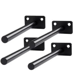 Support Pour Etagère Flottante Invisible, Support D'Étagère Invisible En Métal, Support D'Étagère Caché, Support D’ Étagère Caché Robuste,Noir 20cm,2 Trous,4 Pièces