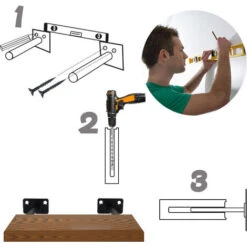 Support Pour Etagère Flottante Invisible, Support D'Étagère Invisible En Métal, Support D'Étagère Caché, Support D’ Étagère Caché Robuste,Noir 20cm,2 Trous，4 Pièces -Mottetch Boutique 96715452 3