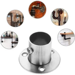 Support De Tube Rond En Acier Inoxydable De 2 Pièces, Ensemble De Bride De Tige, Support De Tige De Garde-Robe, Support D'extrémité De Barre De Direction Avec Vis, 22Mm -Mottetch Boutique 97667397 4