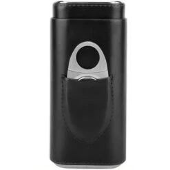 étui à Cigares En Cuir à 3 Doigts, Cave à Cigares Doublée En Bois De Cèdre Avec Ciseaux à Cigares En Acier Inoxydable Argenté -Mottetch Boutique 97730727 4