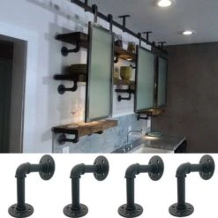 4PCS Support Étagère Mural 15 X 8 Cm Rétro En Métal Équerre De Tuyau Industriel Bride De Plancher Shelf Brackets Pour Déco Salon/Chambre/Salle D'étude MOONSTARS -Mottetch Boutique 98793085 3