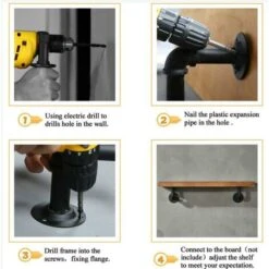 4PCS Support Étagère Mural 15 X 8 Cm Rétro En Métal Équerre De Tuyau Industriel Bride De Plancher Shelf Brackets Pour Déco Salon/Chambre/Salle D'étude MOONSTARS -Mottetch Boutique 98793085 4