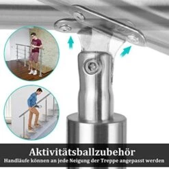 Support De Main Courante Inox Garde-corps Avec 2 Poteaux Pour Balcon Escalier Intérieur Et Extérieur - 160cm 3 Entretoises NAIZY -Mottetch Boutique 99356362 3