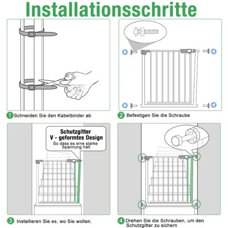 Barrière De Sécurité Pour Enfants, Barrière D'escalier Avec Sans Perçage Et Grille Métallique - Blanc 75 - 85 Cm De Large NAIZY 3 Barrière De Sécurité Pour Enfants, Barrière D'escalier Avec Sans Perçage Et Grille Métallique - Blanc 75 - 85 Cm De Large NAIZY – Image 3